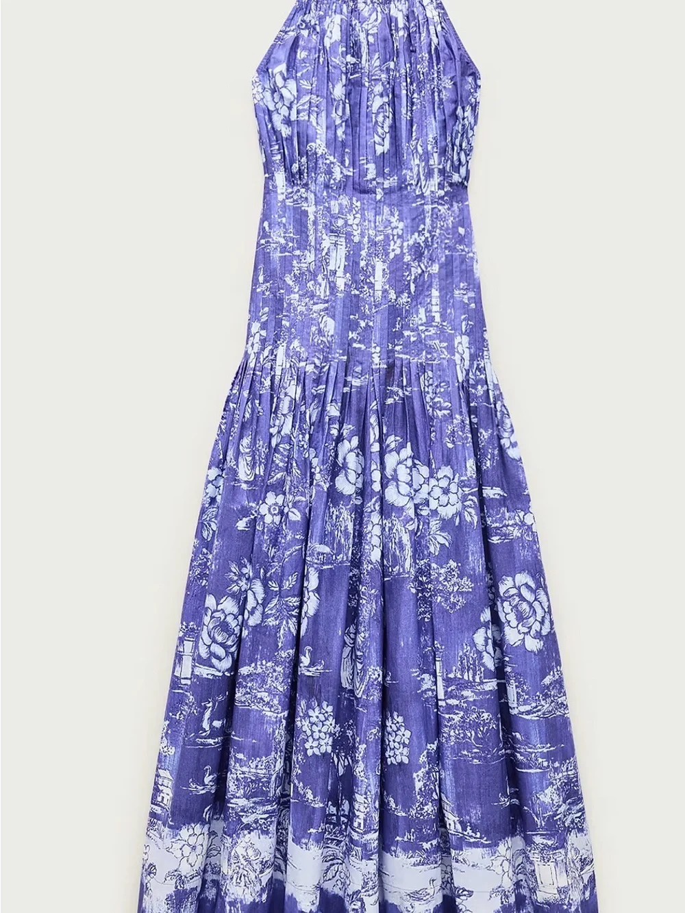 J.Crew Women’s Maxi Dress Open Back Halter Cotton Poplin Blue White Medium M NEW